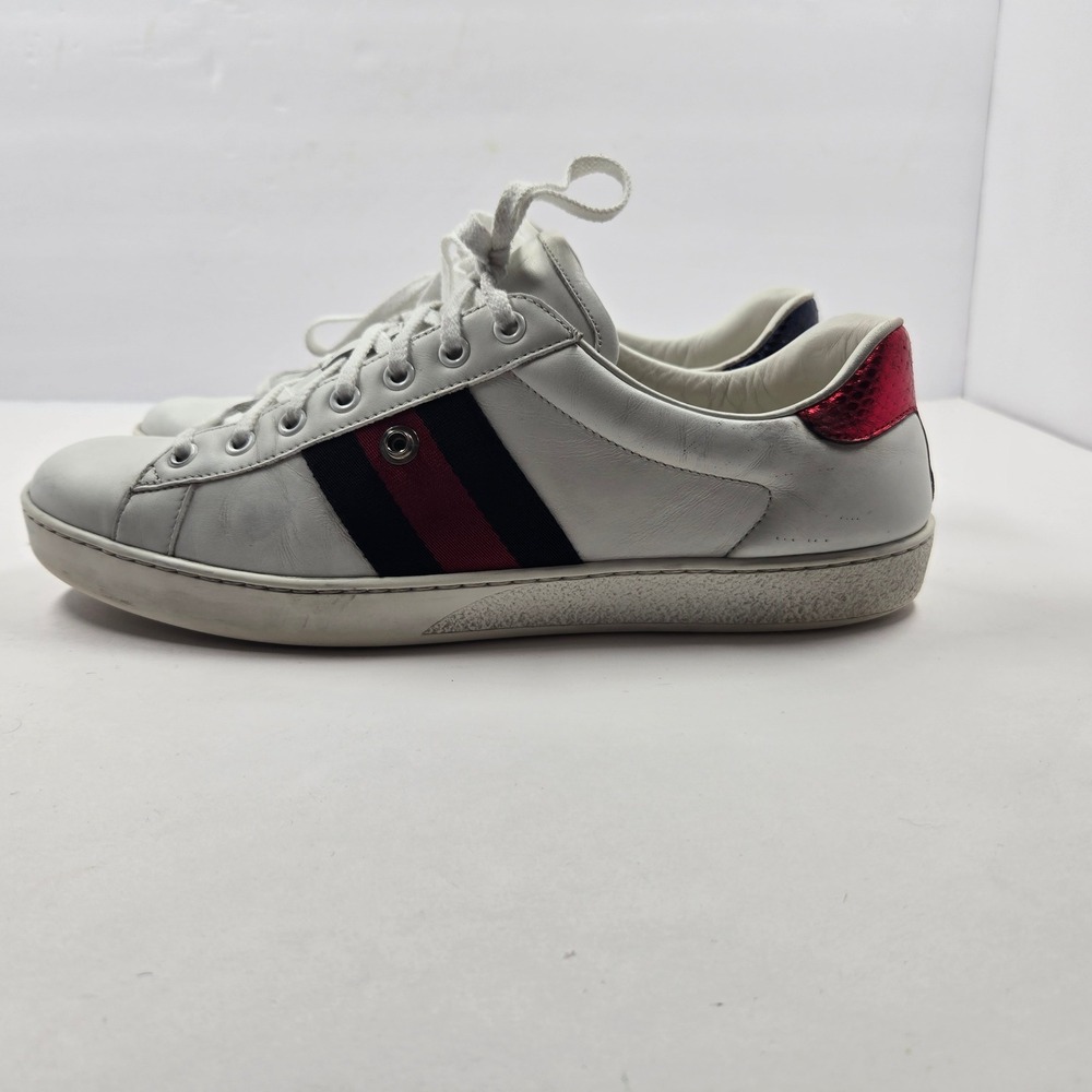 Gucci Ace Sneakers White Web Stripe Red Blue Heel Sz 9.5 Missing Detail - Picture 3 of 11